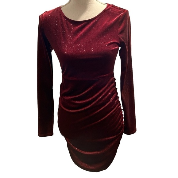{Midnight Doll} Sparkled Velvet Long Sleeved Dress - Picture 1 of 4
